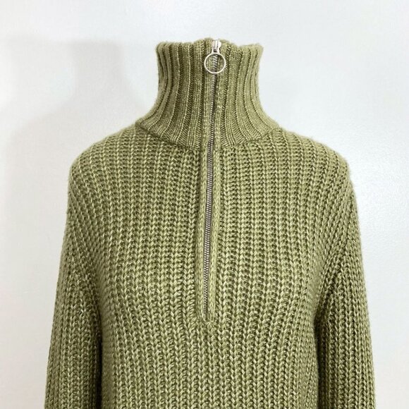 RUBY MOON GREEN KNIT ZIPPED MOCK NECK LONG SLEEVE SWEATER DRESS - S - Picture 4 of 11